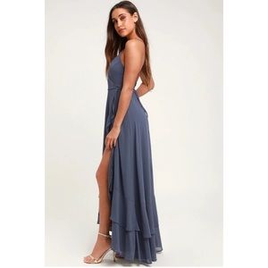 In Love Forever Granite Blue High-Low Maxi Dress